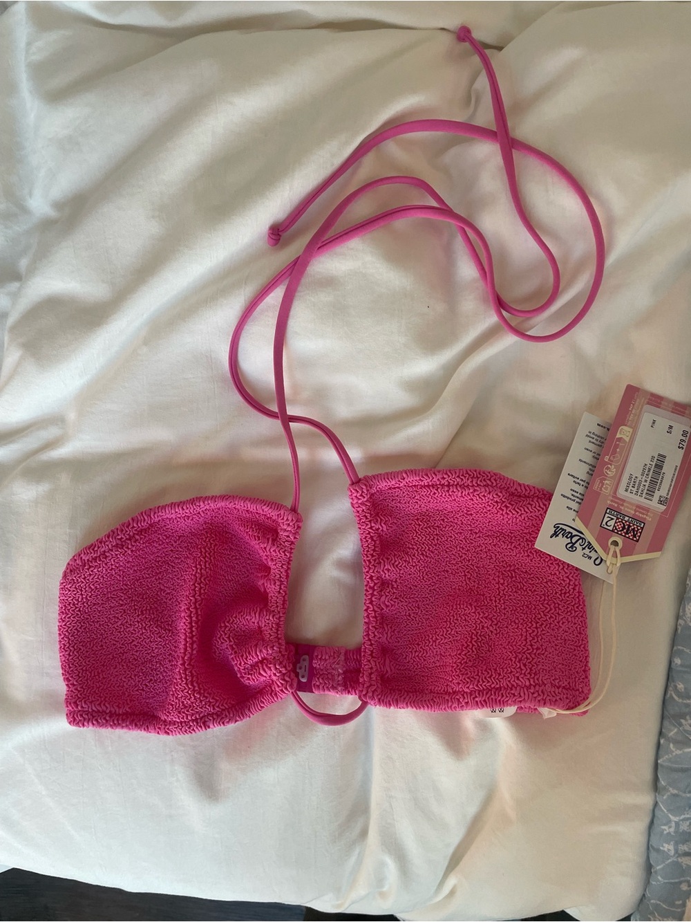 NWT MC2 Saint Barth Pink Crinkle Bikini Top